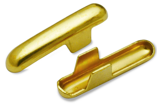 Pasadores metálicos (forma de T) para cinta elástica + cordón, abertura de 2,6 mm, latonados