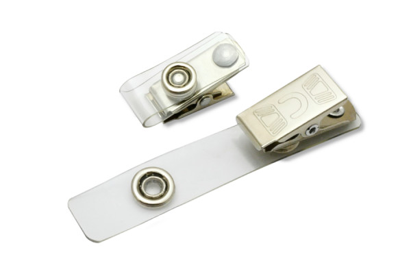 Clips para tarjetas de identificación Kroko para fundas con orificio alargado, Krokoclip, niquelado