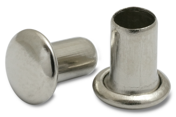 Remaches para máquina, vástago de 4 mm de diámetro, cabeza de 7 mm de diámetro, niquelados