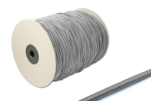 Cordón de goma, 2,2 mm de diámetro, en rollo de 500 m, gris