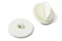 Botones adhesivos con ojete,<BR>20 mm de diámetro, <BR>plástico, blanco