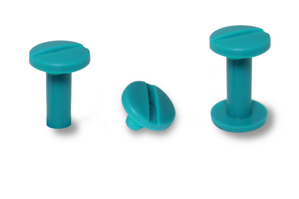 Tornillos de encuadernación, plástico, turquesa