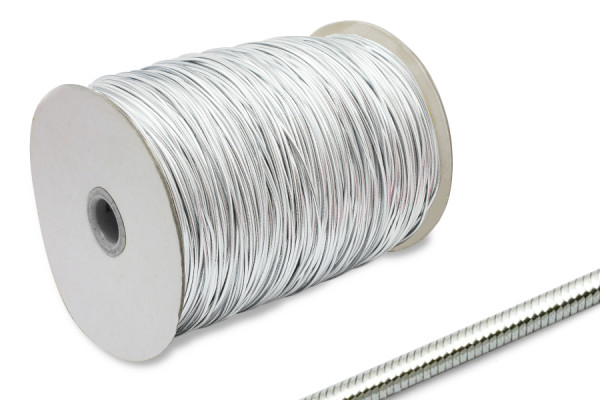 Cordón de goma, 2 mm de diámetro, en rollo de 500 m, plateado