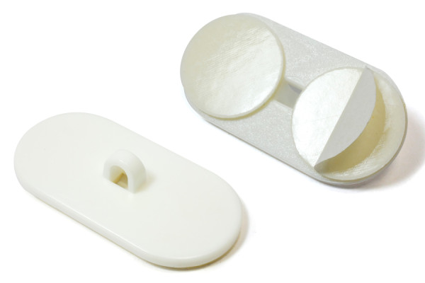 Botones adhesivos con ojete, 20 x 40 mm, plástico, blanco