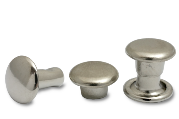 Remaches huecos dobles, cabeza de 6 mm de diámetro, base cerrada, niquelados
