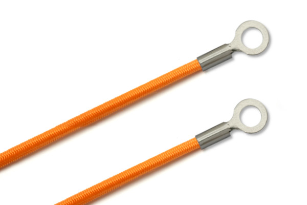 Gummischnüre mit Kabelschuhen, geschlossen, orange
